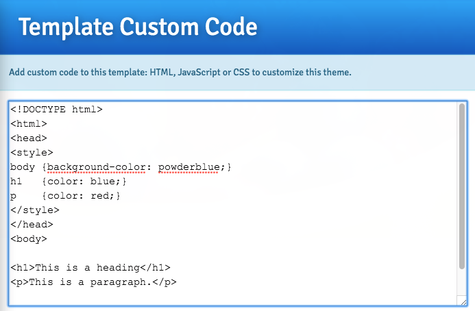 template custom code